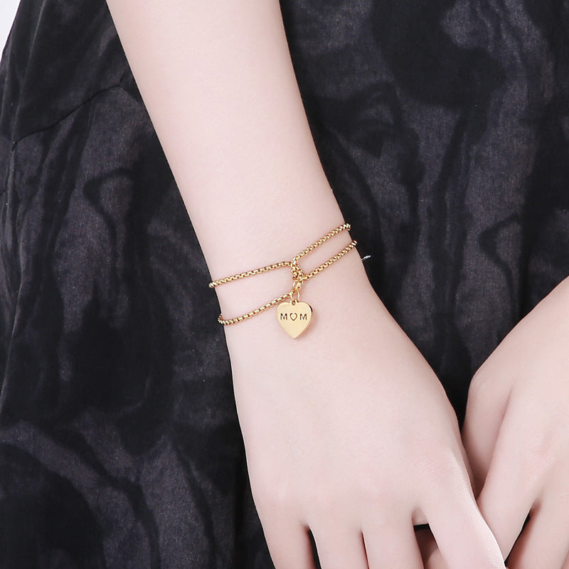 Venta al por mayor Pulsera De Acero Inoxidable Corazón Del Día De La Madre